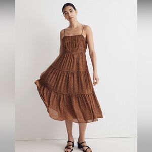 Madewell Sophia Cami Tiered Midi Dress in Dot